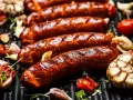 Soczyste kiełbaski na grillu, z czosnkiem i pomidorkami. Idealna odpowiedź na pytanie: jaka kiełbasa na grilla?