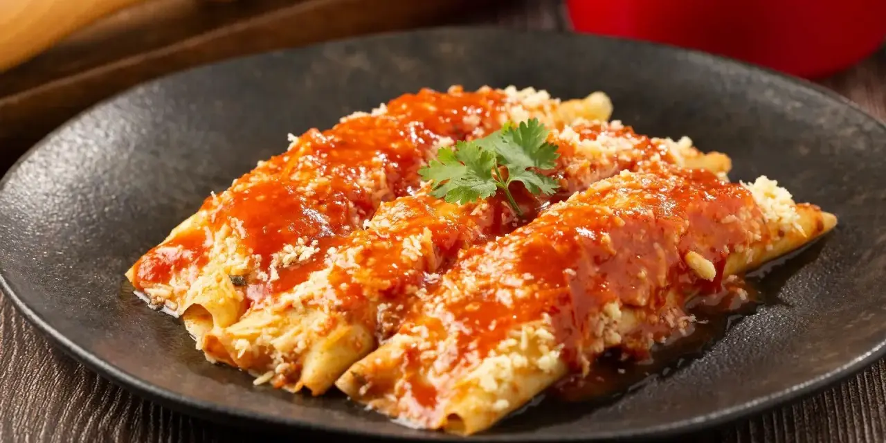 Pyszne naleśniki zapiekane z mięsem mielonym, polane sosem pomidorowym i posypane serem.