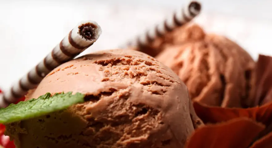 Pyszne lody czekoladowe z wafelkami i miętą. Idealne, gdy zastanawiasz się, jak zrobić lody.
